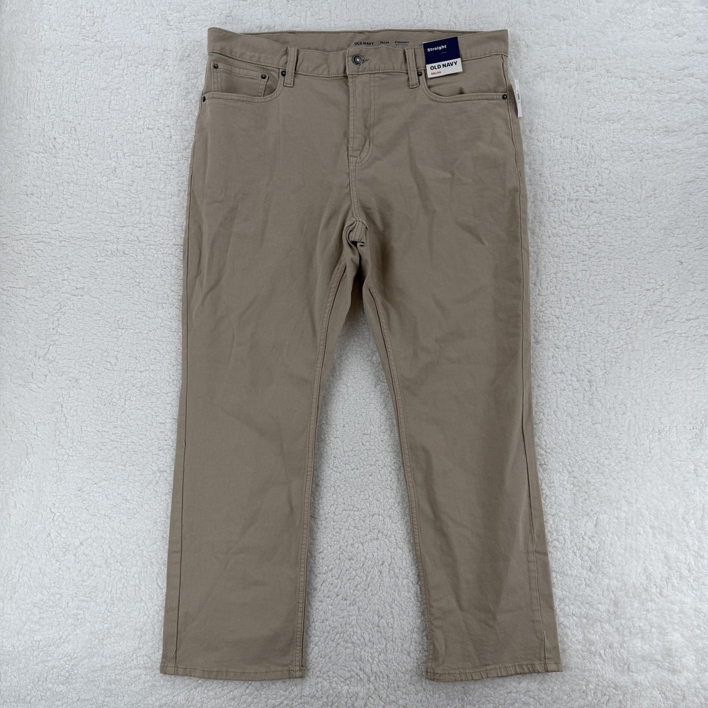 Old Navy Pants Mens 38x30 Khaki Straight Built-In Flex 5‎ Pocket Casual NWT